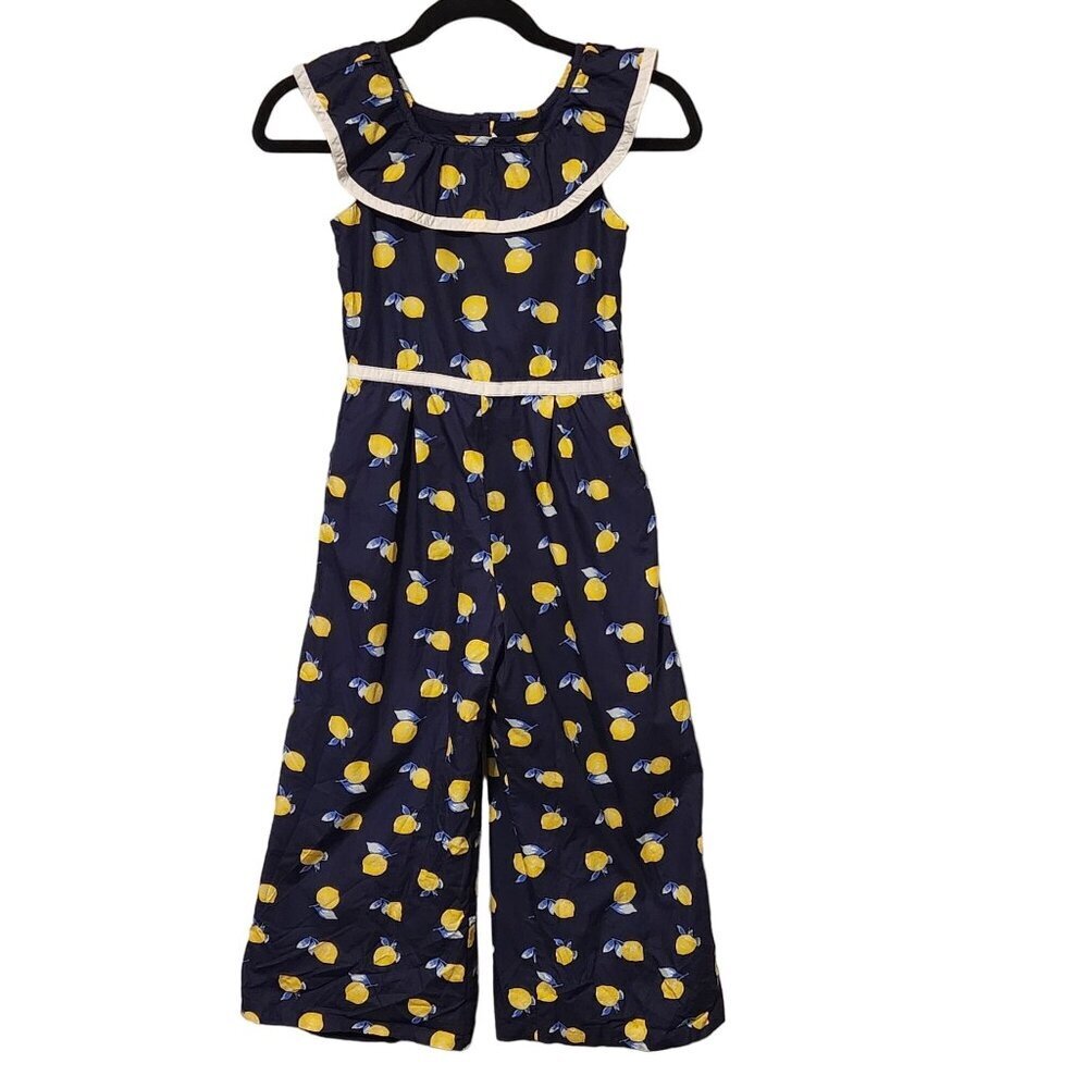 Janie and Jack Navy Lemon Print Jumpsuit
